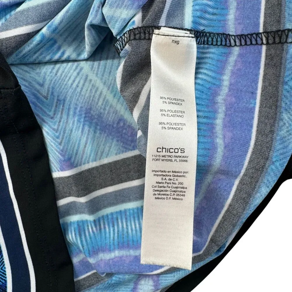 Chico's Skirt Women's 0 Small Blue Black Stretch Pull On Straight Geometric Cute